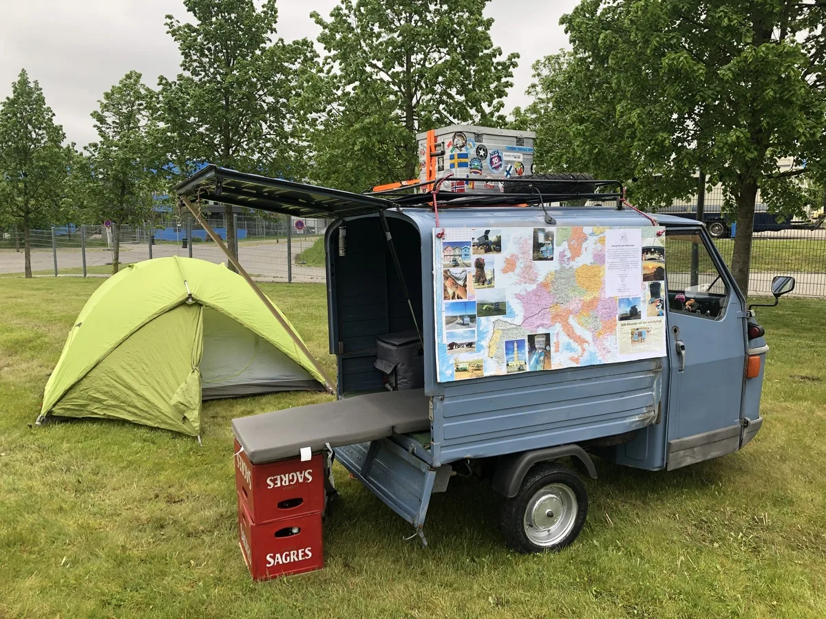 Piaggio Ape 50 Anita on display at Erwin Hymer Museum Bad Waldsee 2023