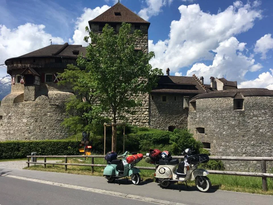 Madalina and Rosinante parked in front of Vaduz Castle Liechtenstein 2016