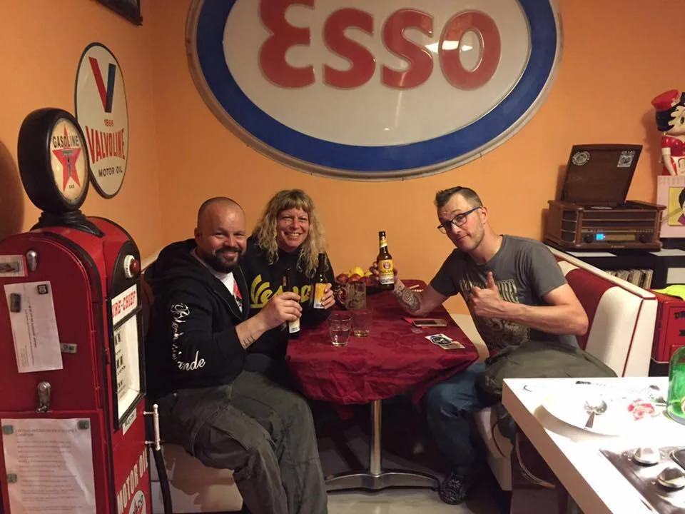 Markus Mayer with Marco Devils and his ex-girlfriend at Cortina d'Ampezzo Vespa museum 2016