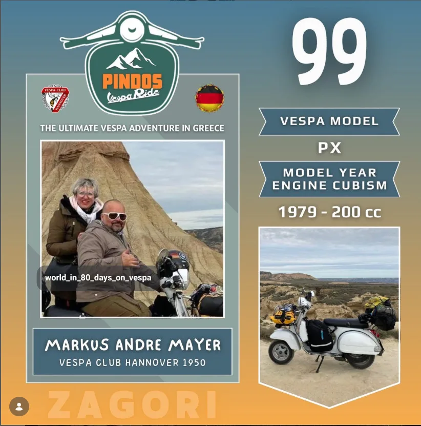 Markus André Mayer Pindos Vespa Ride Zagori Greece 2026