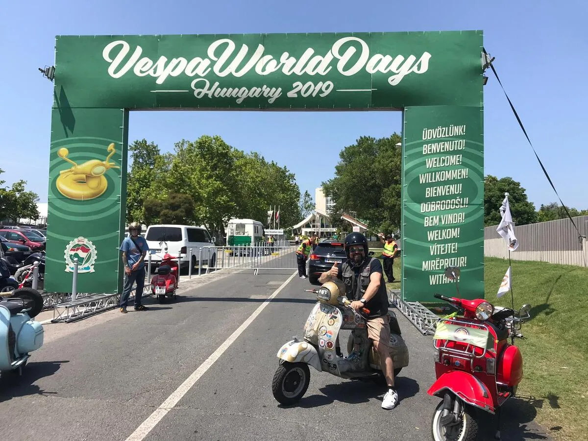 Markus André Mayer entering Vespa World Days Hungary Zanka 2019