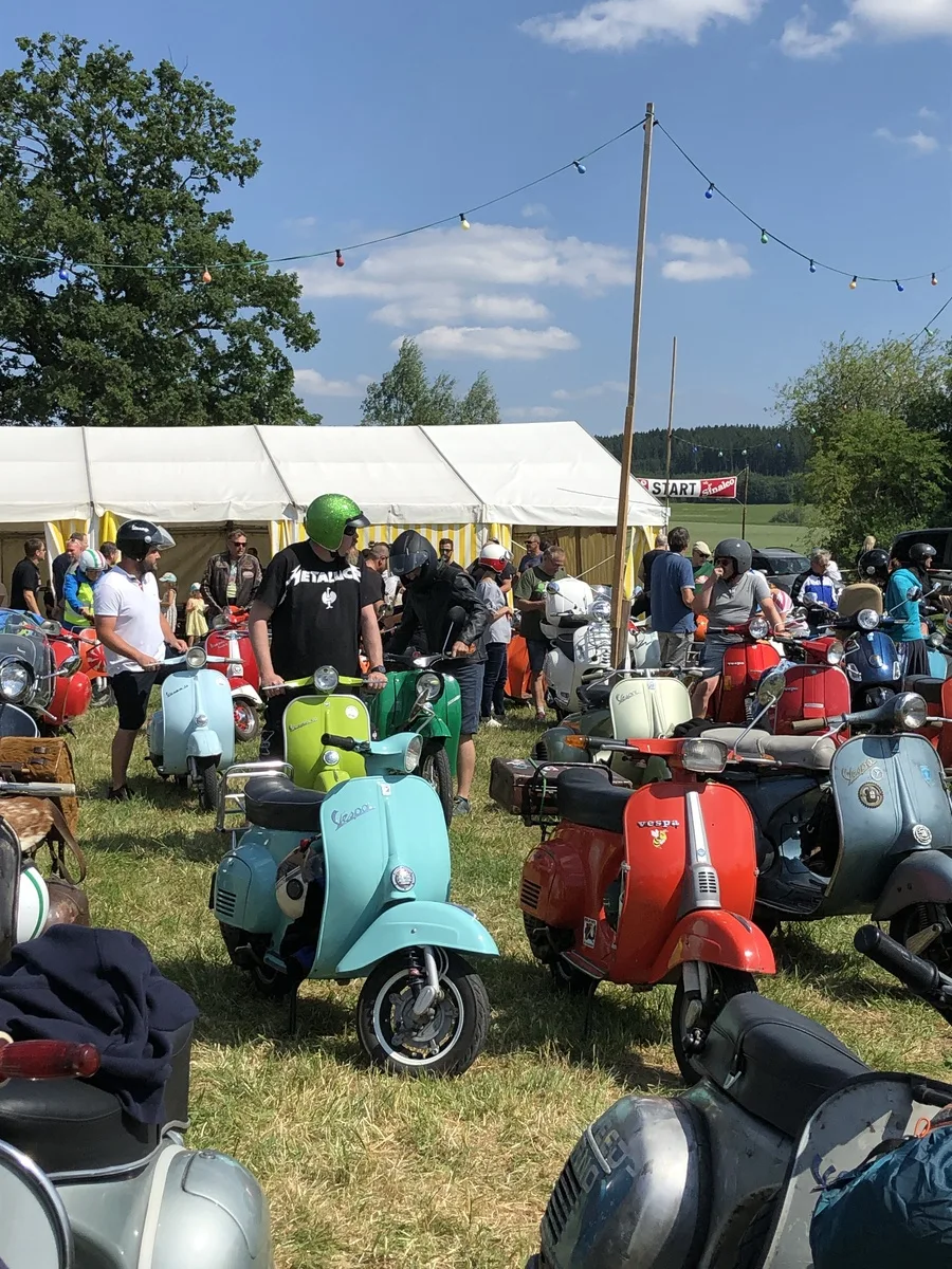 Classic Vespas at Vespafreunde Osterhofen meeting Bavaria Germany 2023